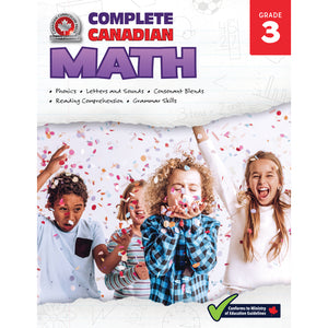 This jumbo, full-colour workbook, which includes practise quizzes with an answer key, will give children the tools they need to build their skills in areas such as addition and subtraction, multiplication and division, word problems, and fractions and decimals. By following the curriculum taught in Canadian schools, the Grade 3 Complete Canadian Math workbook will give children the confidence required to excel in the classroom and beyond.​  352 pages // ISBN: 9781770629059