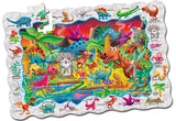 Enjoy two fun-filled playtime activities in one! Each Find It! product combines a puzzle and game into one highly educational, interactive learning experience. The Find It! series teaches children about friends, dinosaurs, ABCs and 123s. First assemble the puzzle, then play the game by finding the images on the puzzle border within the puzzle image. Each 50-piece puzzle measures a giant 3’ x 2’! Ages 3+ years.
