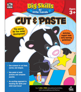 Big Skills for Little Hands(R): Cut and Paste for ages 3 and up provides essential practice for cutting and pasting. With 192 pages of fun activities, this workbook helps young learners build foundational skills by creating puppets, solving puzzles, and working with fun animal characters.