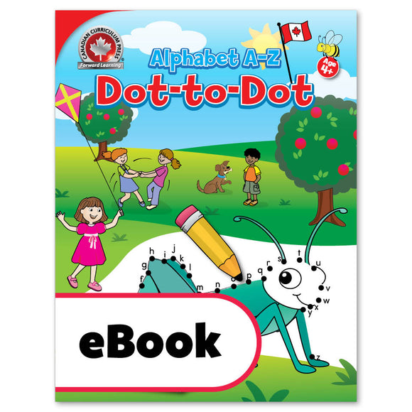 This Alphabet A-Z Dot-to-Dot activity book includes 64 colourful Canadian puzzles.Children will enjoy practising alphabetical order and recognition of upper- and lowercase letters, and will even get to colour the illustrations once all the numbers are connected! This activity book is great for quiet time and complements Canadian Curriculum Press's educational workbooks.   64 pages // ISBN: 9781487606411