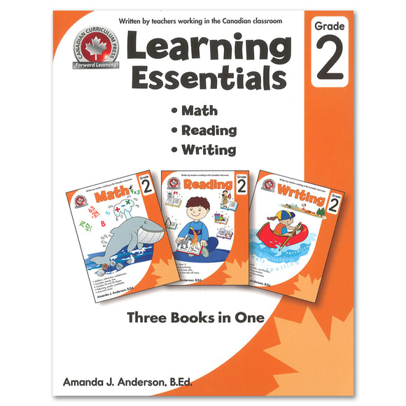 Learning Essentials Grade 2: Math, Reading, Writing - 3 Books in 1 - Canadian Curriculum Press