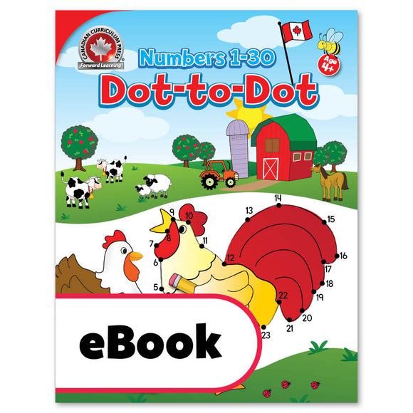This Numbers 1-30 Dot-to-Dot activity book includes 64 colourful Canadian dot-to-dot puzzles. Children will enjoy practicing counting from 1 to 30 throughout the book, and will even get to colour in the illustrations when all of the dots are connected! This activity book is great for quiet time and complements Canadian Curriculum Press's educational workbooks. 64 pages // ISBN: 9781487606404